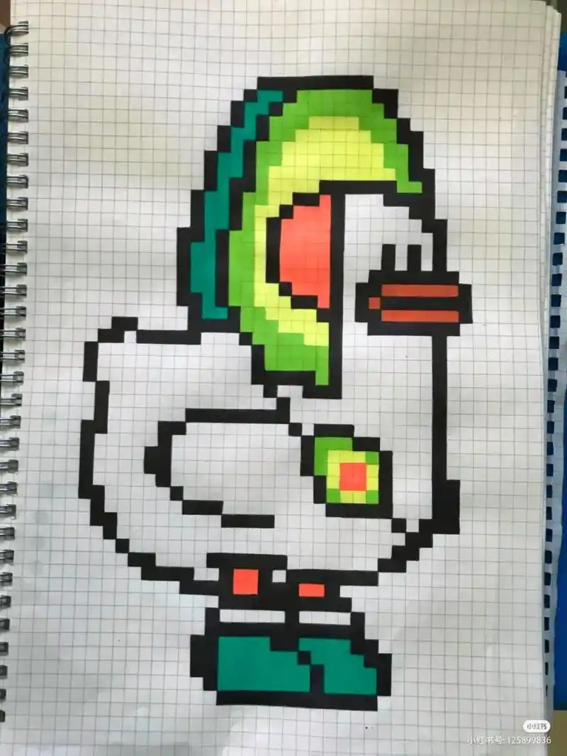可爱的牛油果鸭.b5像素画#像素画 #像素画教程 #方块画教 - 抖音