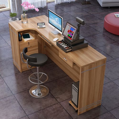 吧台收银台柜台简约现代小型转角前台桌接待台水果药店收款迎宾台