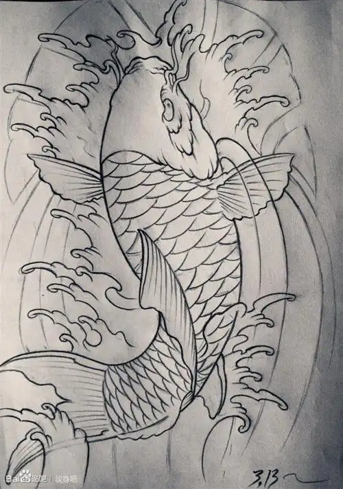 鱼简笔画素描画