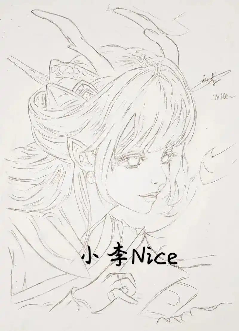 新一年的第一张画!#彩铅手绘#王者荣耀#王者兔 - 抖音