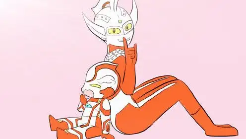 可爱的梦比优斯奥特曼与泰罗奥特曼组合儿童卡通简笔画