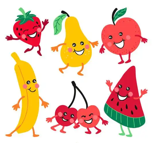 6款卡通笑脸水果矢量素材