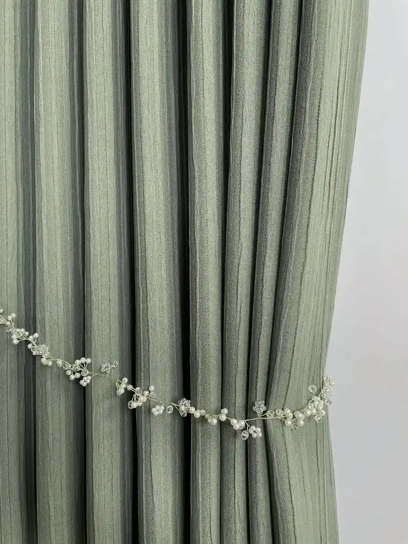 网红皱皱布窗帘宋高温定型韩褶68