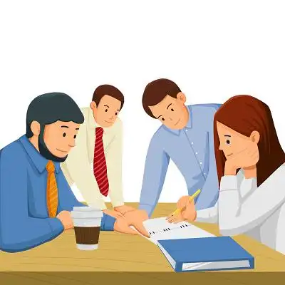 卡通矢量扁平化商务工作人员团队合作插画人物png素材