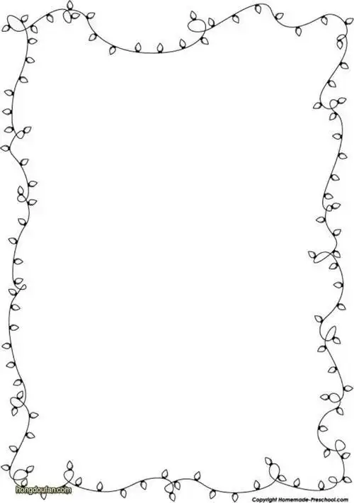 圣诞彩灯填色边框空白纸张图片背景下载-红豆饭小学生简笔画大全