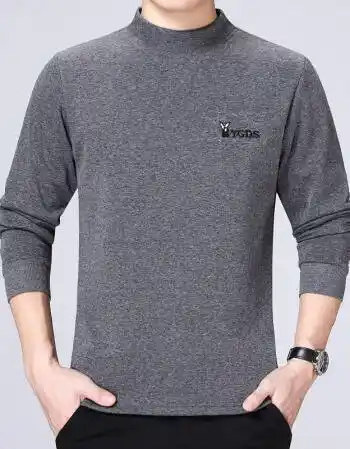 装纯色套头上衣冬季基础内搭秋衣保暖衣男士体桖衫乐卉1168深花灰2xl