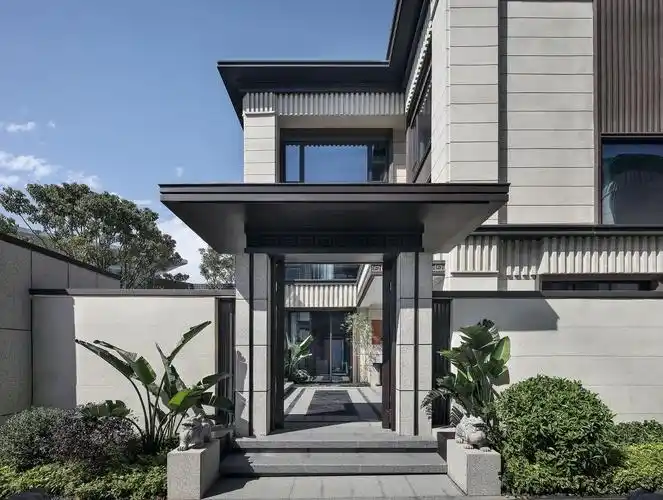 新中式别墅入户大门装修效果图