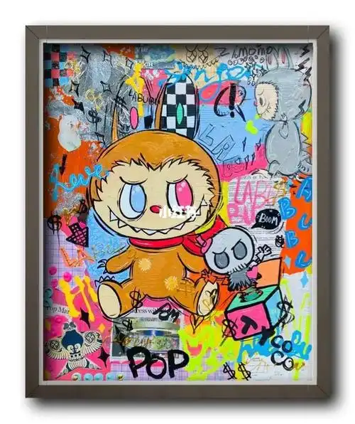 潮流艺术  #潮流艺术薯  #综合材料画  #labubu