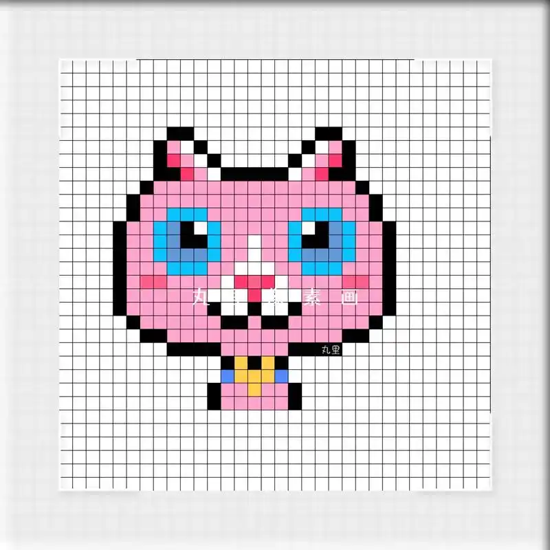 可爱猫咪像素画图纸分享.#教你画像素画 #方格画 #网格画教 - 抖音