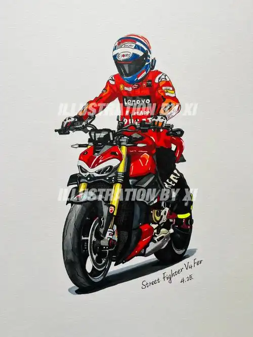 客稿展示手绘ducati杜卡迪街霸v4