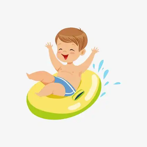 夏天游泳仰泳人物穿泳衣凉爽卡通