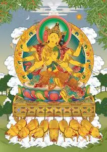 定制 唐卡密宗护法光明佛母 摩利支天画像相纸双面塑封摆台佛像画