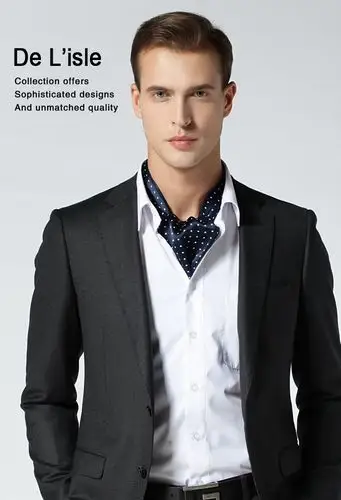 de lisle 双面真丝印花 男士领巾 波点丝巾 西装丝巾 英伦风