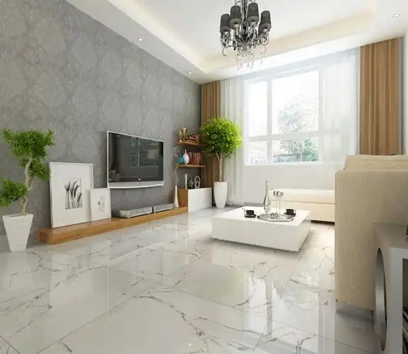 雅士白瓷砖客厅大理石地砖 全抛釉地板砖600x600釉面砖