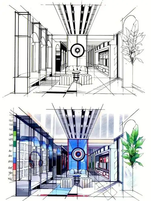 环艺室内优秀手绘作品分享