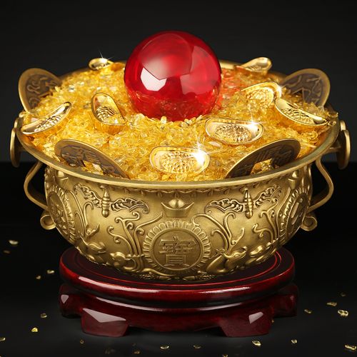 上善若水全铜聚宝盆摆件招财聚财铜盆客厅玄关店铺摆件