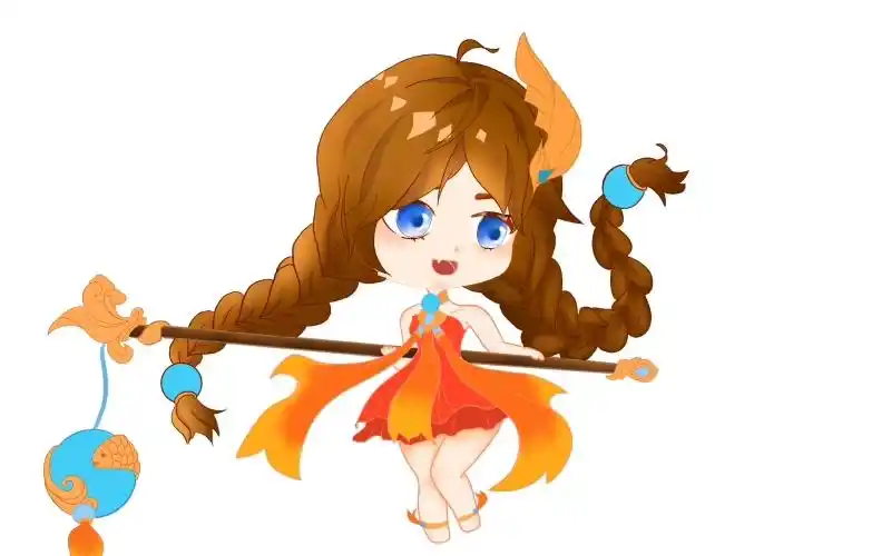 q版大乔线稿上色过程(王者荣耀)