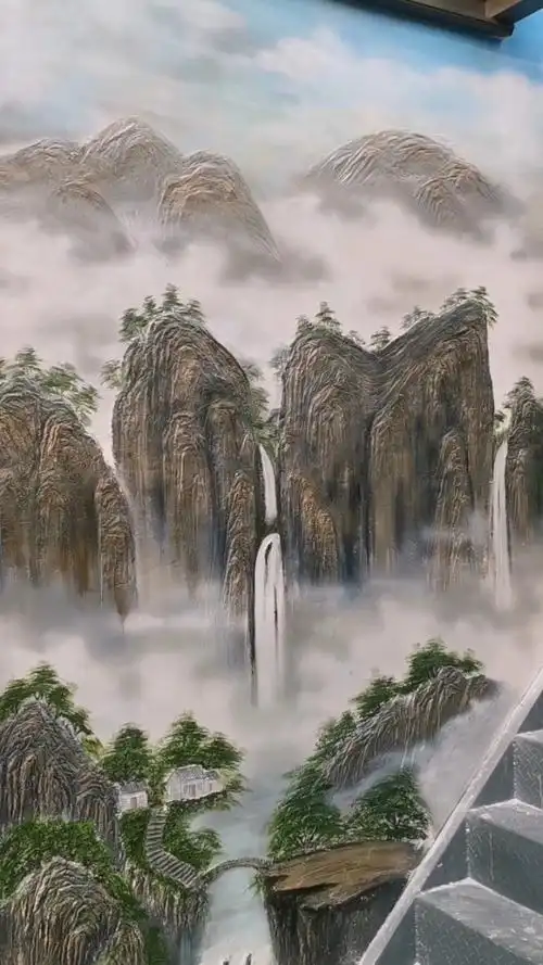 山水画浮雕