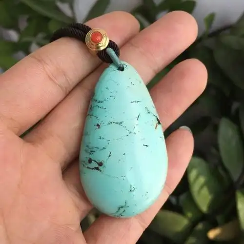 天然绿松石水滴吊坠