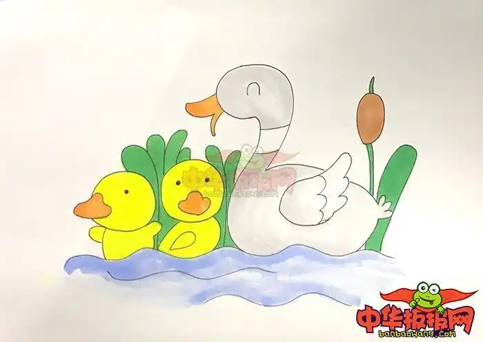 涂色小鸭子简笔画带颜色池塘边小鸭子简笔画小鸭子怎么画简单漂亮动物