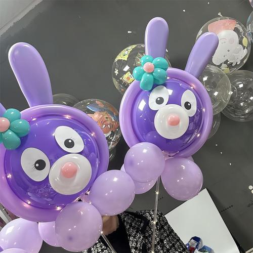 网红波波球新款带灯带杆气球批发造型摆摊地推夜市儿童气球材料包