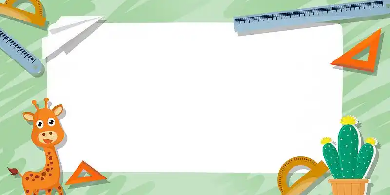 绿色卡通学习用品效鹿仙人掌学习教育展板背景学习教育数学背景