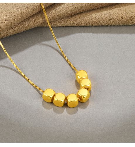 黄金小方糖项链999足金纯金小金块吊坠纯金女款颈饰ins小众设计