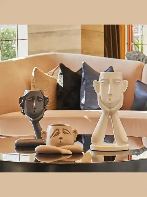 陶艺设计雕塑感可爱鬼花瓶摆件