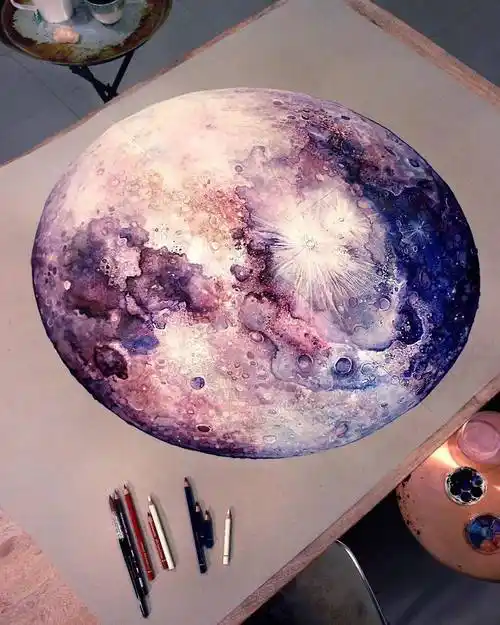 用彩铅绘制星球 质感十足