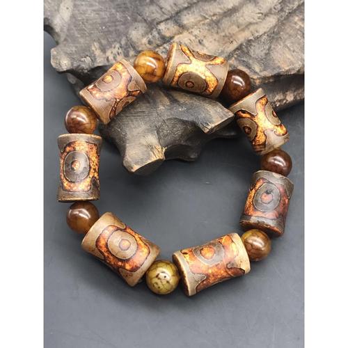 九眼天珠天眼手串 一线药师天珠手链 天然玉髓玉石玛瑙男西藏真品