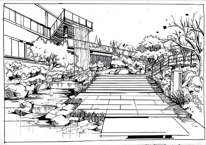 一点透视室外手绘