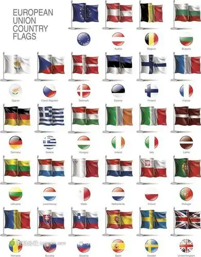 手绘各国国旗标志