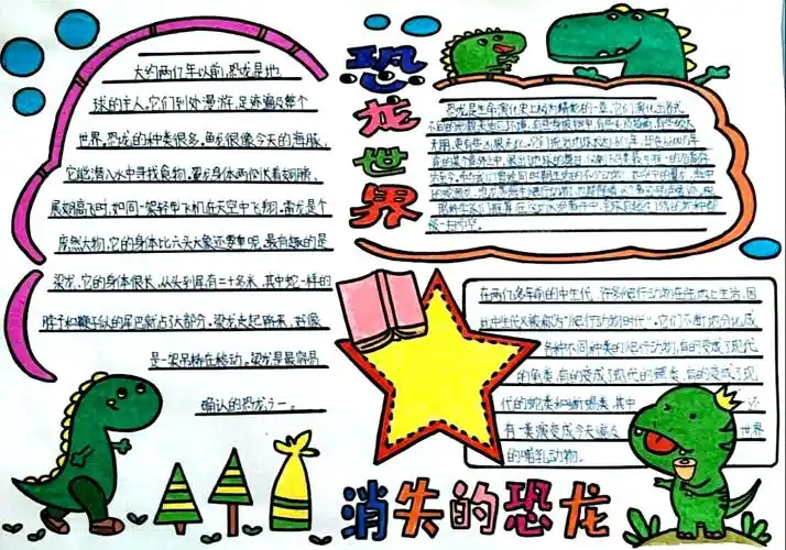 光华小学四年三班,停课不停学语文《飞向蓝天的恐龙》课后手抄报