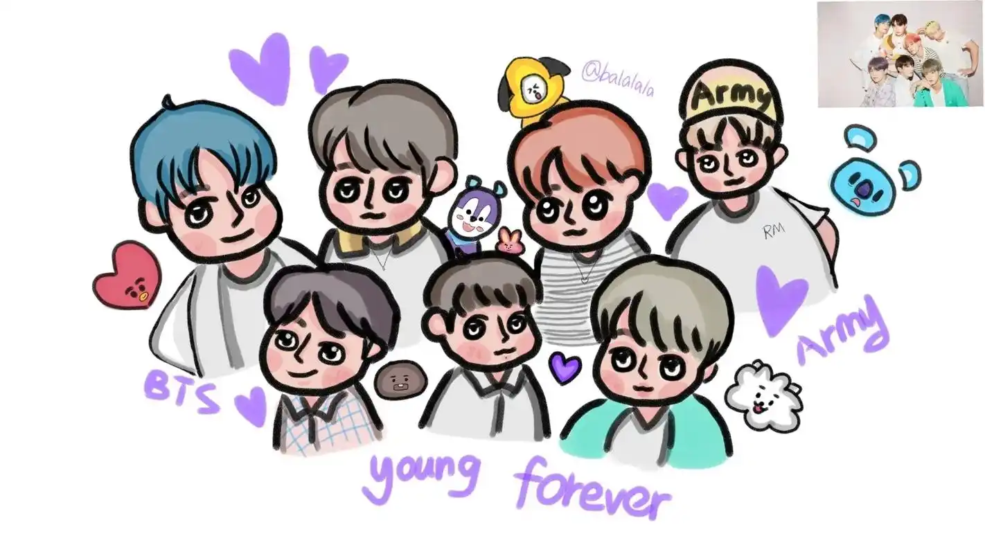 q版套叔.#阿米 #防弹少年团#手绘#壁纸#手残党 - 抖音