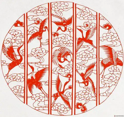祥云仙鹤剪纸