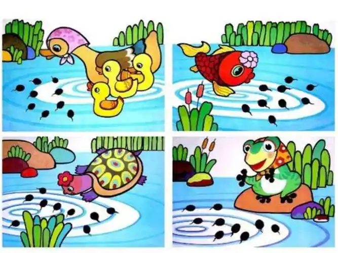 《小蝌蚪找妈妈》画面用什么绘画方法表现的