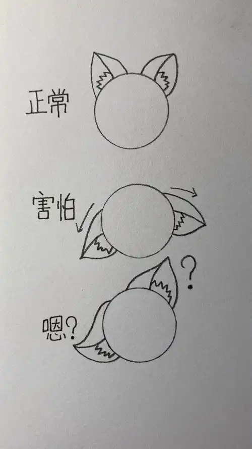 三种代表不同情绪的猫耳朵画法