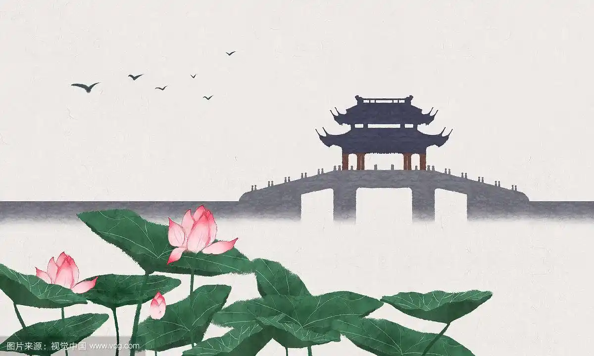 西湖插画曲院风荷