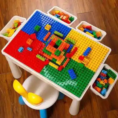 积木桌儿童男孩女孩益智拼装智力乐高大颗粒宝宝3-6岁多功能2玩具