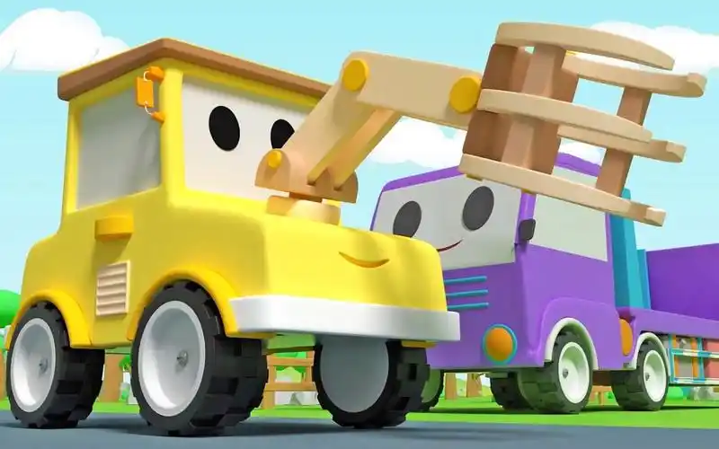 工程车动画:装载车和收割机来牧场割草