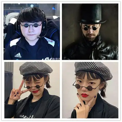 dwgkhan同款眼镜小框搞笑墨镜网红搞怪可汗圆形太阳镜盲人眼镜