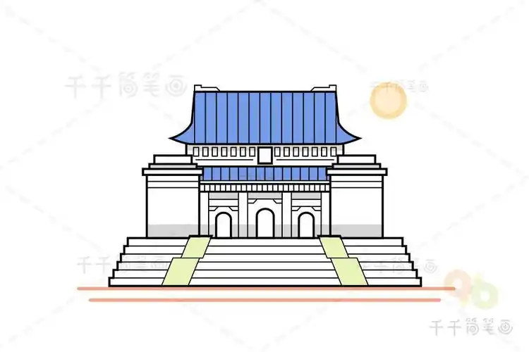 建筑南京中山陵创意画江苏简笔画