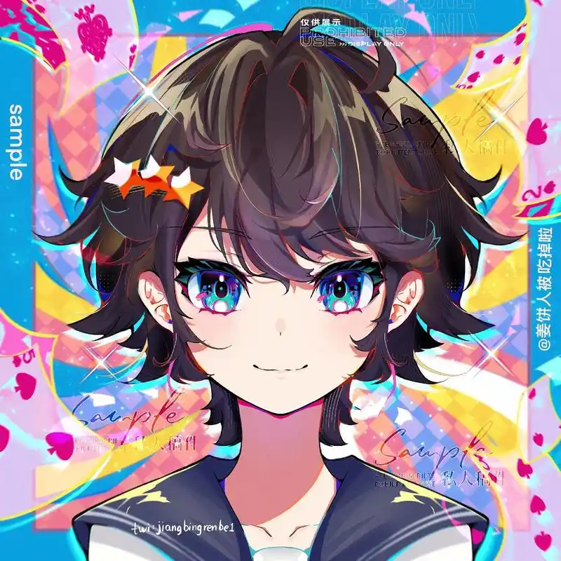 日系平涂赛璐璐高饱和头像稿件展示,欢迎约稿 - 抖音