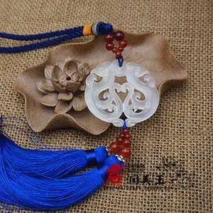 岫玉双凤流苏玉佩汉服配饰腰佩古风镂空双凤和鸣古代腰间配饰品