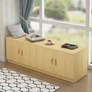 阳台储物柜防晒飘窗柜收纳柜杂物地柜矮柜欧式大容量实木柜子定制地柜