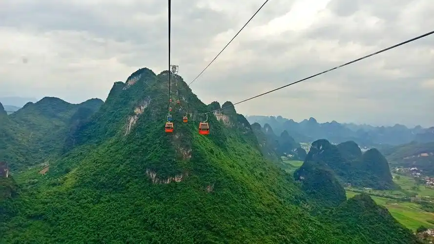 桂林阳朔如意峰缆车真的很爱了景区刚开的时候去的可惜图片现在才清理