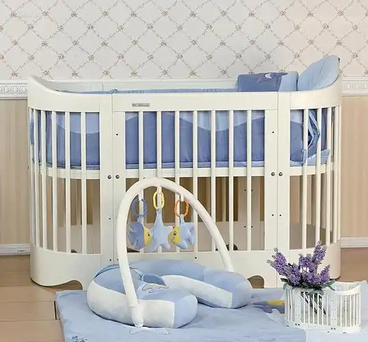 婴儿床带摇篮图片