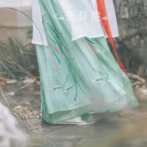 宴山亭传统原创汉服女新品烫金雪纺褙子襦裙齐腰套装娉婷