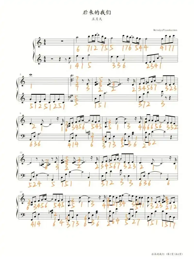 《后来的我们》钢琴简谱||#钢琴简谱  #鋼琴譜  #钢琴谱 - 抖音