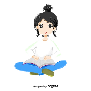 卡通风格女孩看书书本坐姿